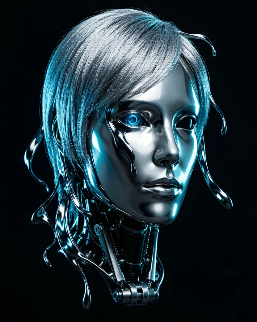 Chrome Storm Wig 金属银机器人假发